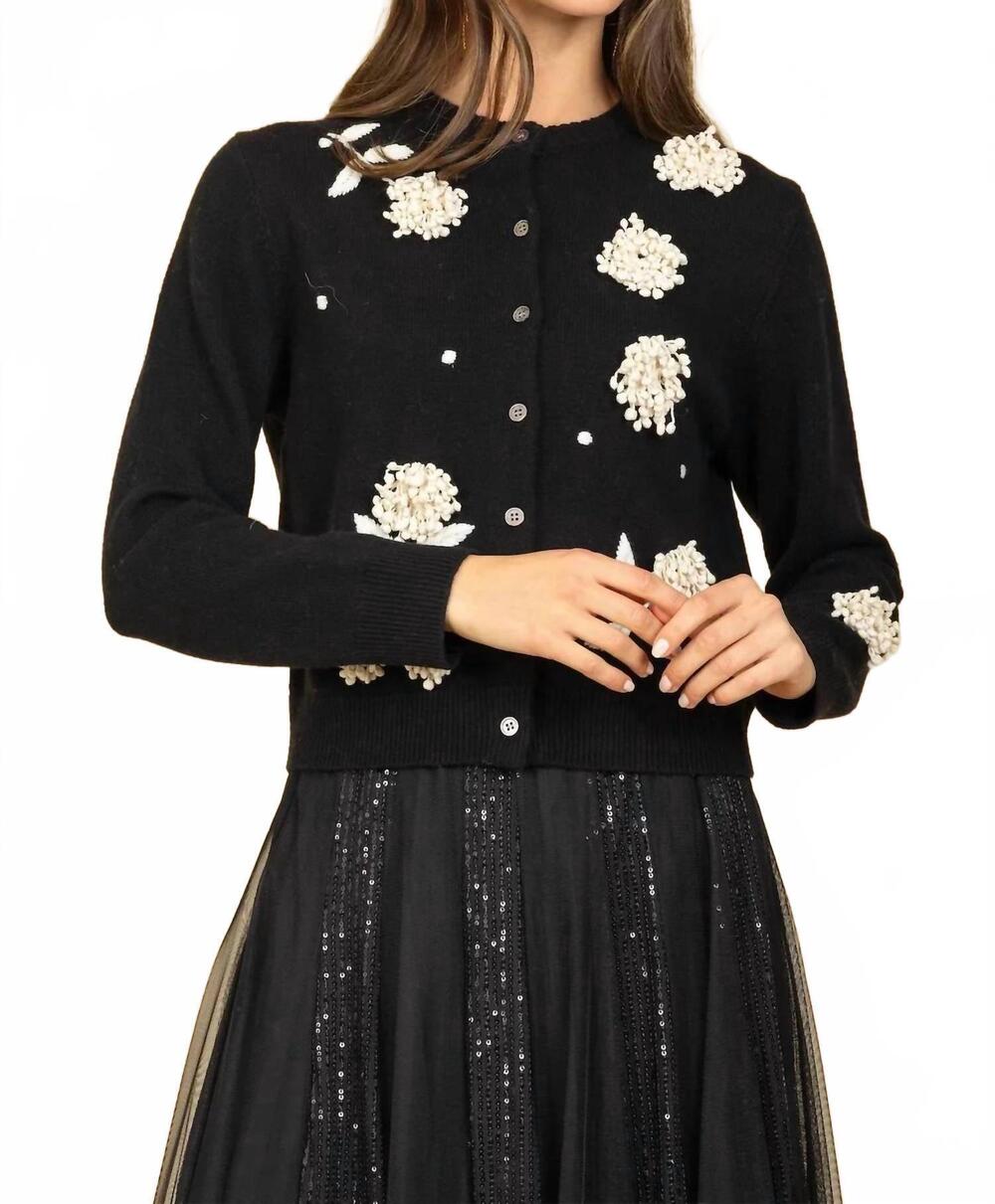NEW JESSIE LIU women's merino wool v neck cardigan in black